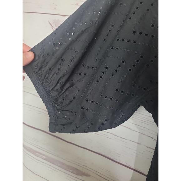 NWT Old Navy Black Off The Shoulder Eyelet Tie Waist Dress Womans Size XL - Picture 4 of 6